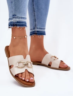 Dámské Ploché Pantofle S Dekorativním Béžové model 21697812 - EVENTO