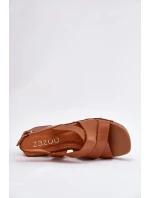 Skórzane Sandały Na Słupku Zazoo 1081 Brązowe