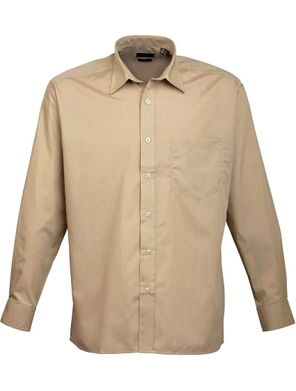 Premier PR 200 Popelínová košeľa s dlhým rukávom 39.0200 khaki Premier PR 200 Popelínová košeľa s dlhým rukávom 39.0200 khaki