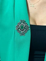 Brošňa XZ459-107 strieborná + zelená