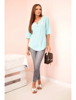 Dámska mušelínová košeľa s mätovým gombíkom