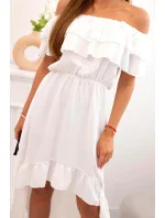 Dámske šaty s odhalenými ramenami a predĺženým chrbtom ecru Dámske šaty s odhalenými ramenami a predĺženým chrbtom ecru