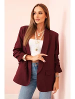 Elegantné sako s klopami bordovej farby