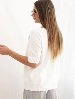 Dámský svetr z viskózy s krátkým rukávem ecru