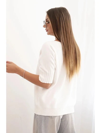 Dámsky viskózový sveter s krátkymi rukávmi ecru