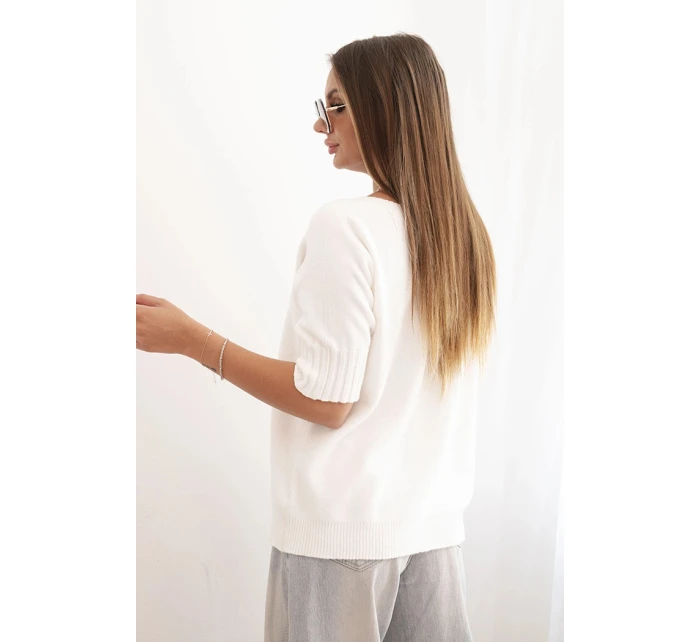Dámsky viskózový sveter s krátkymi rukávmi ecru
