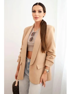 Elegantné sako s klopami ťavej farby