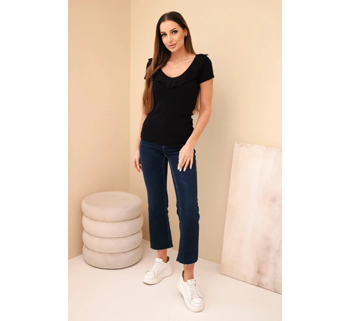 Dámská bavlněná blůza s dlouhým rukávem a lodičkovým výstřihem model 21865132 - K-Fashion Dámská bavlněná blůza s dlouhým rukávem a lodičkovým výstřihem model 21865132 - K-Fashion