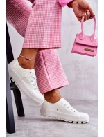 Modne Lakierowane Trampki Big Star KK274045 Białe Modne Lakierowane Trampki Big Star KK274045 Białe