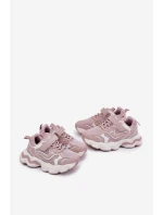 Sneakersy Dziecięce Na Grubej Podeszwie Różowe Lianees