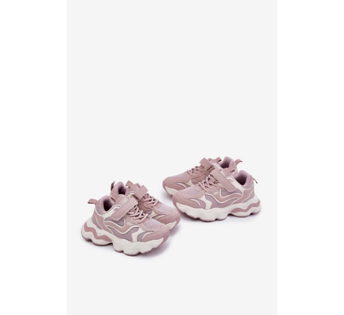 Sneakersy Dziecięce Na Grubej Podeszwie Różowe Lianees