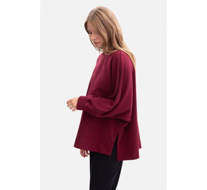 model 21379812 Pletená mikina uvolněného střihu vínová - BeWear