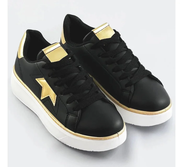 Čierno-zlaté šnurovacie tenisky sneakers s hviezdičkou (BB126A)