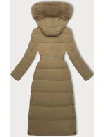 Béžová dlouhá hrubší s opaskem model 21248927 - STELLA FASHION