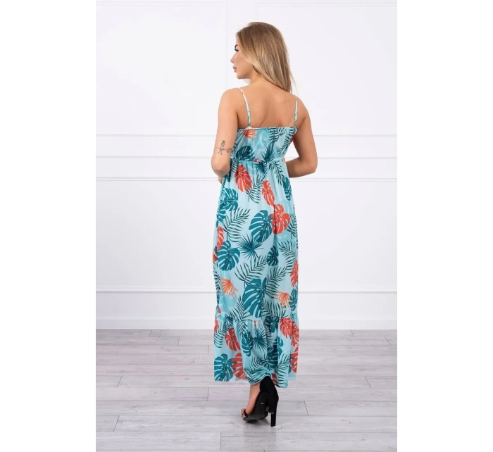 Šaty s motívom listov v mätovej farbe