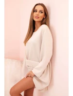 Dámská viskózová sukýnka Plus Size s model 21232409 na řetízku béžová - K-Fashion