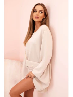 Dámská viskózová sukýnka Plus Size s model 21232409 na řetízku béžová - K-Fashion