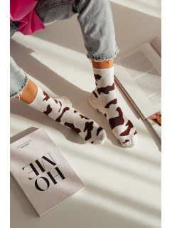 Skarpetki Damskie W Łaty Brązowe