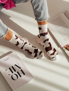 Skarpetki Damskie W Łaty Brązowe