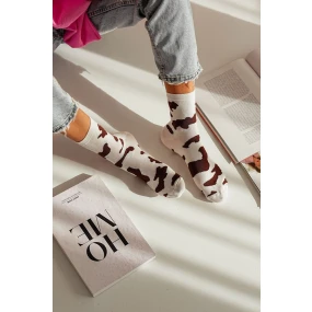 Skarpetki Damskie W Łaty Brązowe