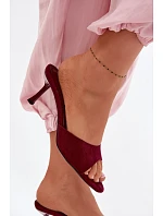 Sandály z imitace semiše na podpatku bordové model 22103082 - Boto