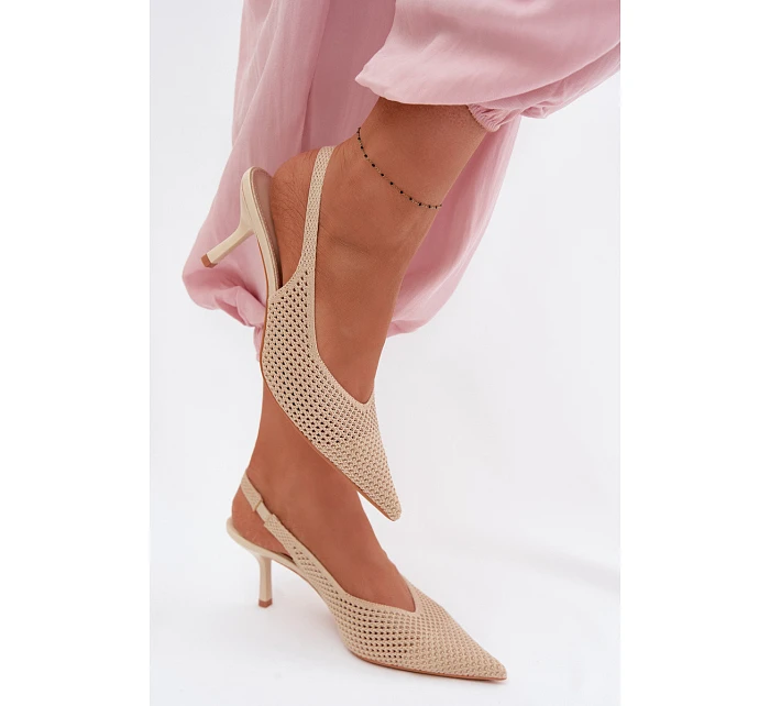 Dámské sandály z na podpatku Béžové model 22103173 - Boto