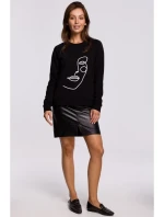 model 18002768 Svetr s potiskem na přední straně černý - BeWear