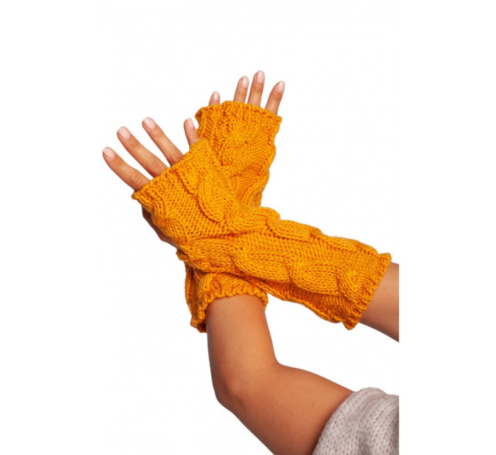 BK098 Pletené rukavice bez prstov - medové