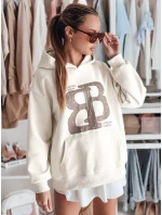 Dámska oversize mikina LITESSO ecru FashionStreet BY1414 Dámska oversize mikina LITESSO ecru FashionStreet BY1414
