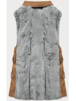 Elegantní vesta v barvě z eko kůže a kožešiny model 15831743 - S'WEST