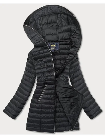 Čierna prešívaná bunda s kapucňou (LD-7153)