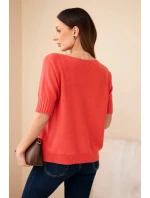 Dámsky viskózový sveter s krátkym rukávom malinová