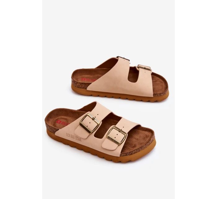Klasyczne Damskie Klapki Big Star LL274478 Beżowe