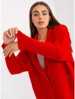 Dámsky červený kabát z alpaky s vreckami Eveline