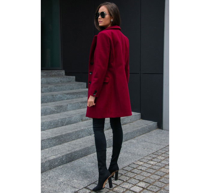 Dámsky kabát PLA0012 Bordeaux - Roco Fashion