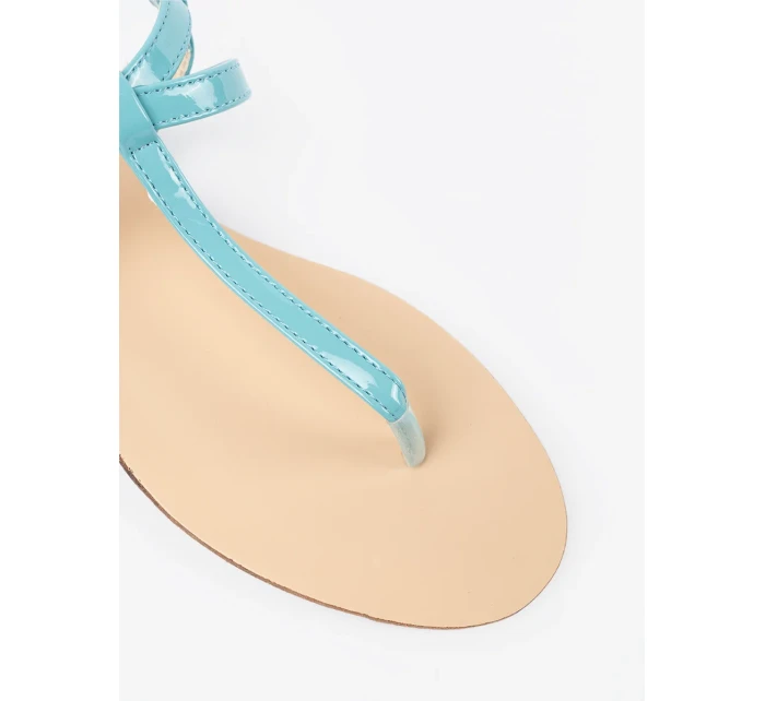 Výborné dámské modré sandály bez podpatku Výborné dámské modré sandály bez podpatku