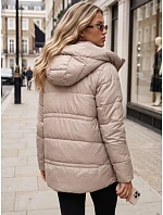 Dámská zimní prošívaná bunda s kapucí, béžová, FashionStreet TY5951 Dámská zimní prošívaná bunda s kapucí, béžová, FashionStreet TY5951