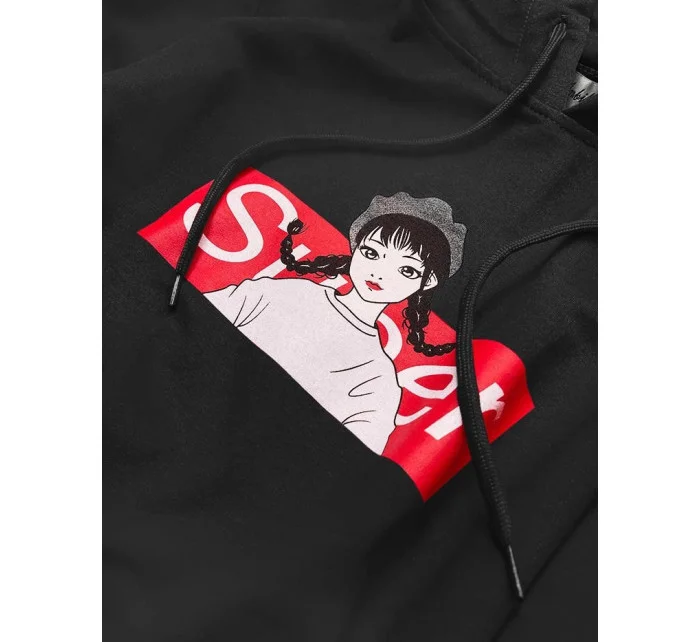 Čierna dámska športová mikina s kapucňou (N4596)