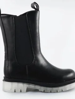 Čierne topánky s transparentnou podrážkou (OM717)