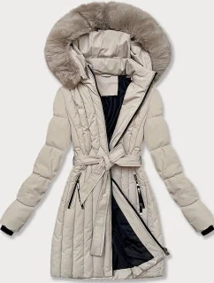 Světle béžová dámská zimní bunda s ozdobným prošíváním model 21248271 - S'WEST
