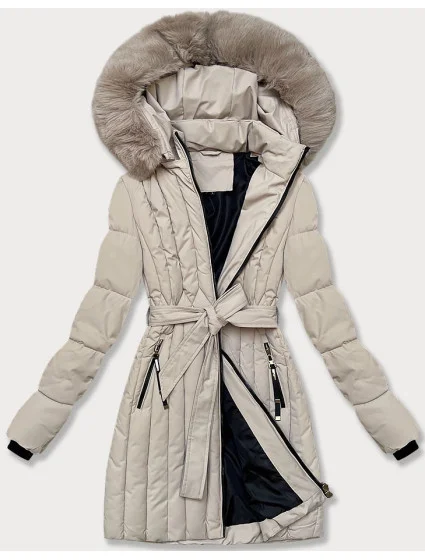 Dámska zimná bunda s ozdobným prešívaním S'west light beige (B8307-46)