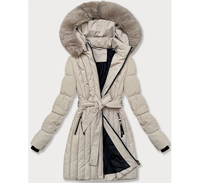 Dámska zimná bunda s ozdobným prešívaním S'west light beige (B8307-46)