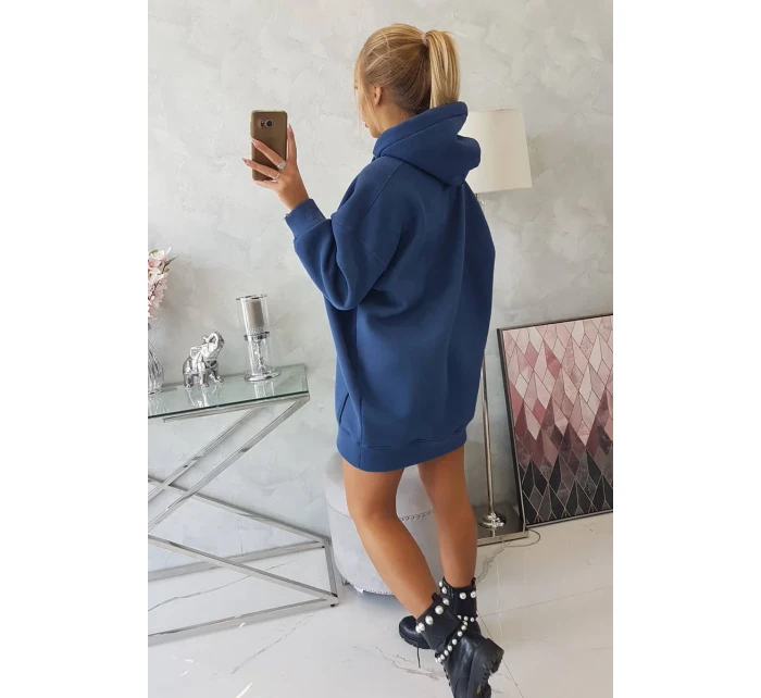 Zateplená mikina s vyšívaným textom oversize denim