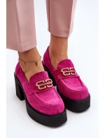 Zazoo 20170 Półbuty Zamszowe Damskie Na Słupku Fuksja