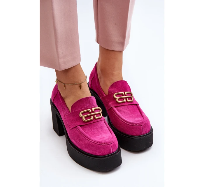Zazoo 20170 Półbuty Zamszowe Damskie Na Słupku Fuksja