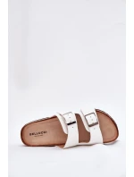 Klapki Damskie Na Korkowej Platformie Klamry Białe Evisolla Klapki Damskie Na Korkowej Platformie Klamry Białe Evisolla