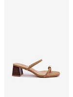 Dámske lodičky na podpätku so zlatými detailmi Khaki Verbena Dámske lodičky na podpätku so zlatými detailmi Khaki Verbena