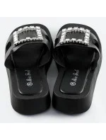 Čierne dámske šľapky so zirkónmi (CM-50)