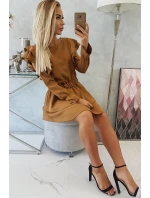 Šaty s vertikálnymi volánikmi camel Šaty s vertikálnymi volánikmi camel