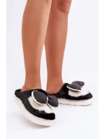 Futrzane Kapcie Z Kokardką Czarne Grilis Futrzane Kapcie Z Kokardką Czarne Grilis